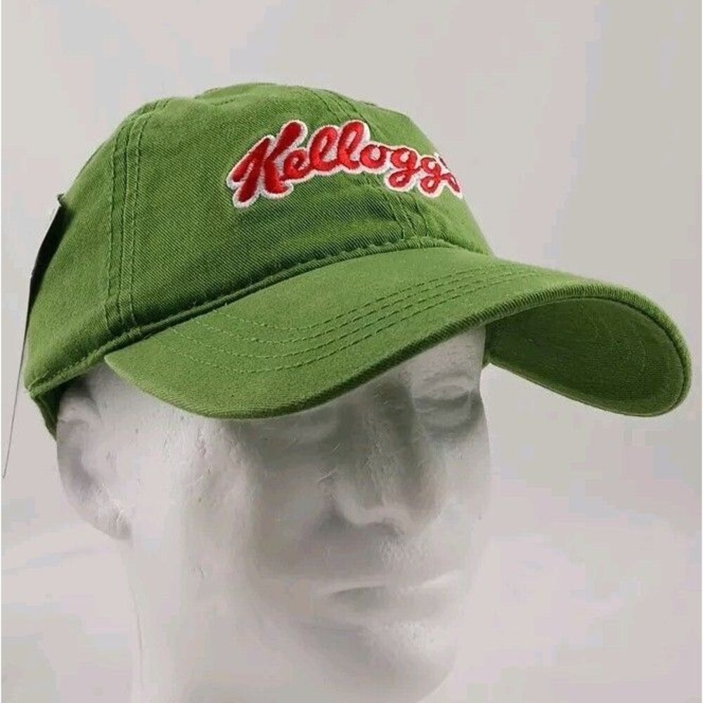 Kellogg's Cereal Green Embroidered Adjustable Strapback Hat/Cap-NEW With Tags!